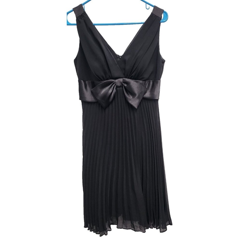 VTG Boston Proper Womens Babydoll Cocktail Dress Small Black Pleated Sleeveless